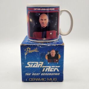 Star Trek The Next Generation Ceramic Mug Captain Jean Luc Picard Presents 1992